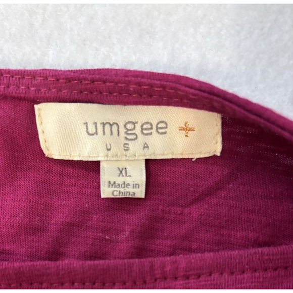 Umgee Boho Frayed Hem Oversized Tunic Top Bathing Suit Cover Up Burgundy XL - Picture 5 of 6